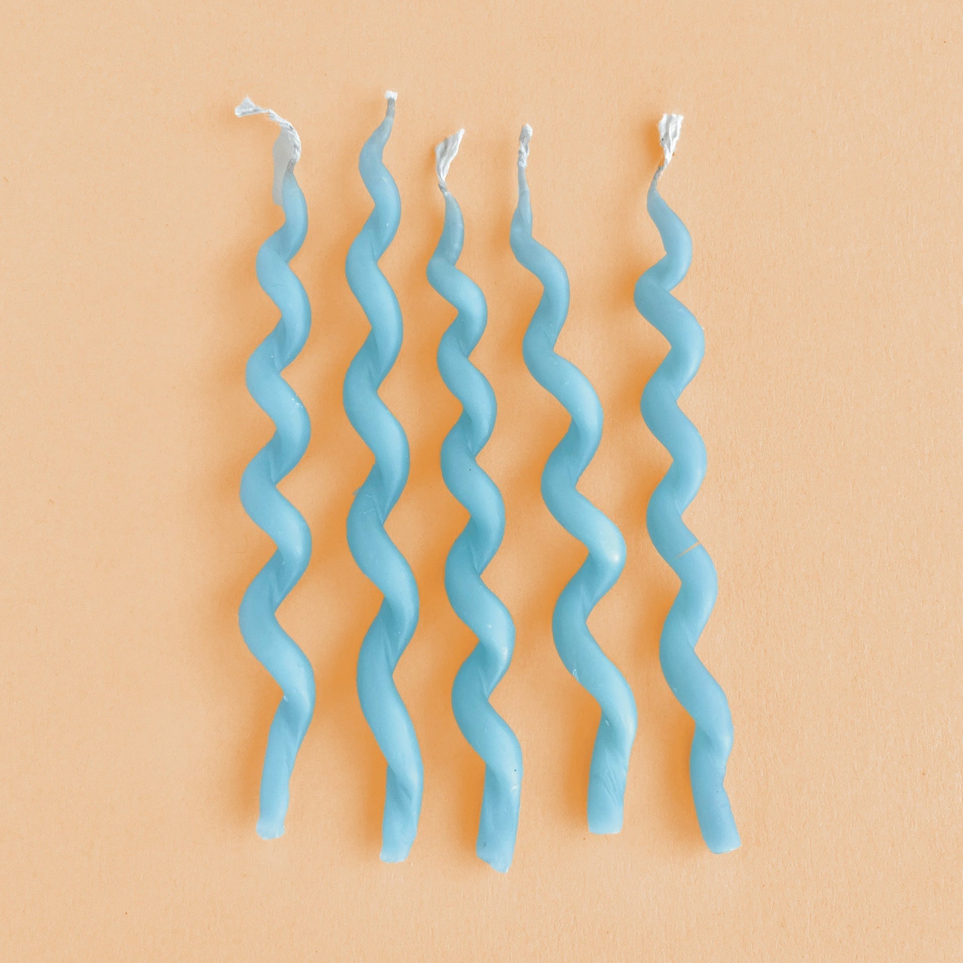 Blue Curly Cue Cake Candle, Set of 5