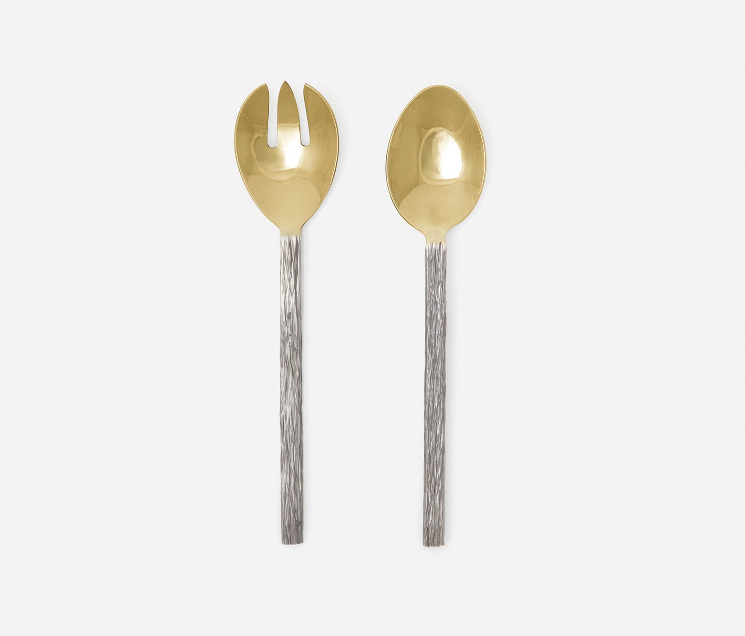 Harrison Silver Faux Bois/Polished Gold 2-Piece Serving Set