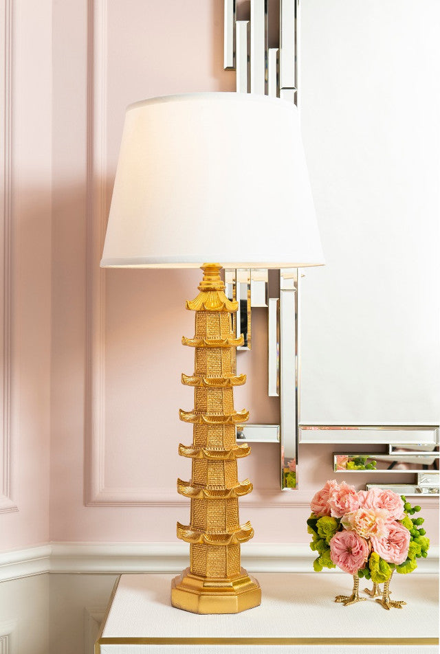 Brighton Table Lamp, Gold Leaf