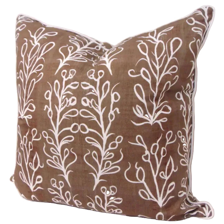 Modern Flora Pillow, Coffee