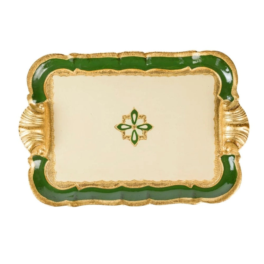 Florentino Baroque Wooden Tray, Green