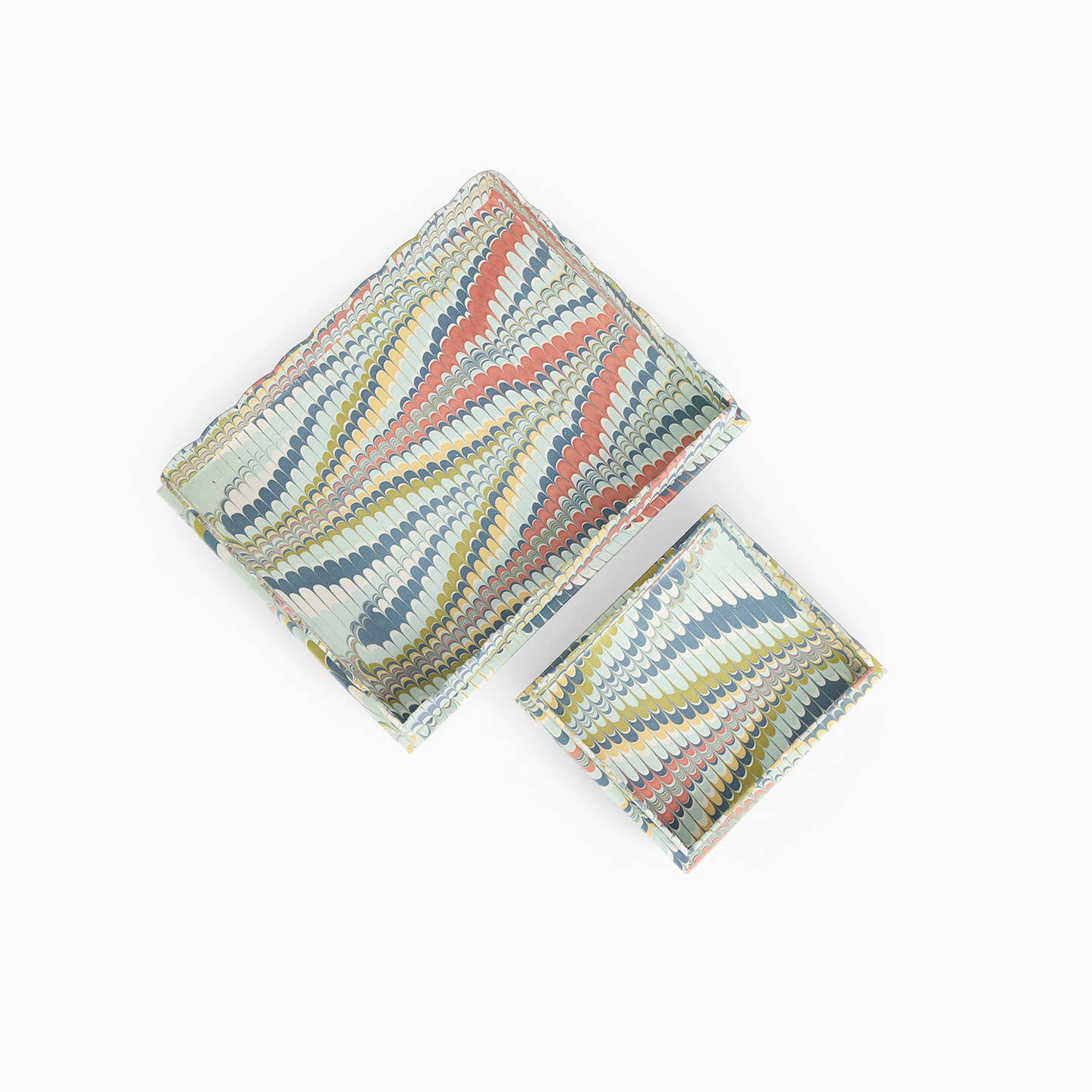 Hayes Striped Trays, Set of 2, Sea Marble