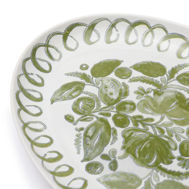 Amalfi Oval Tray, White & Green