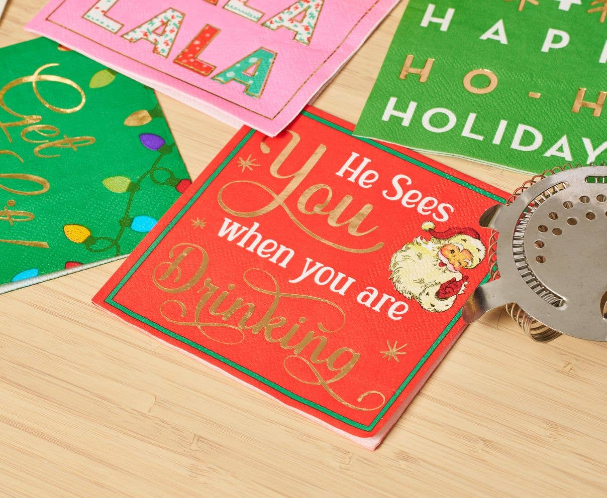 'He Sees You...' Cocktail Napkins