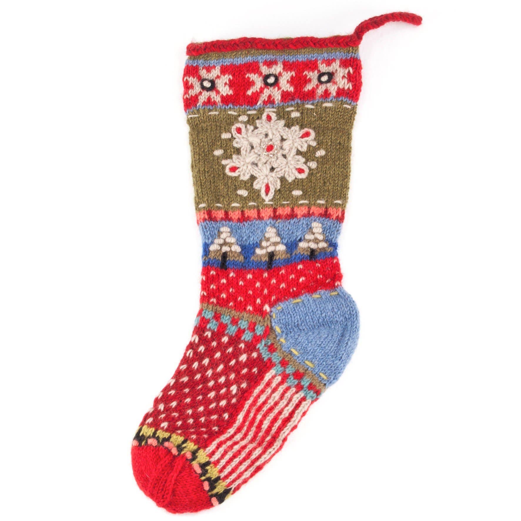 Snowflake Christmas Embroidered Stocking
