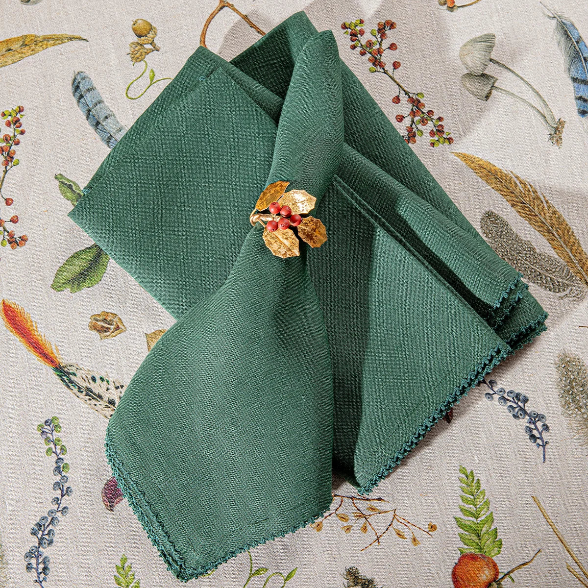 Juliska Berry Scallop Napkins, Set of 4, Evergreen