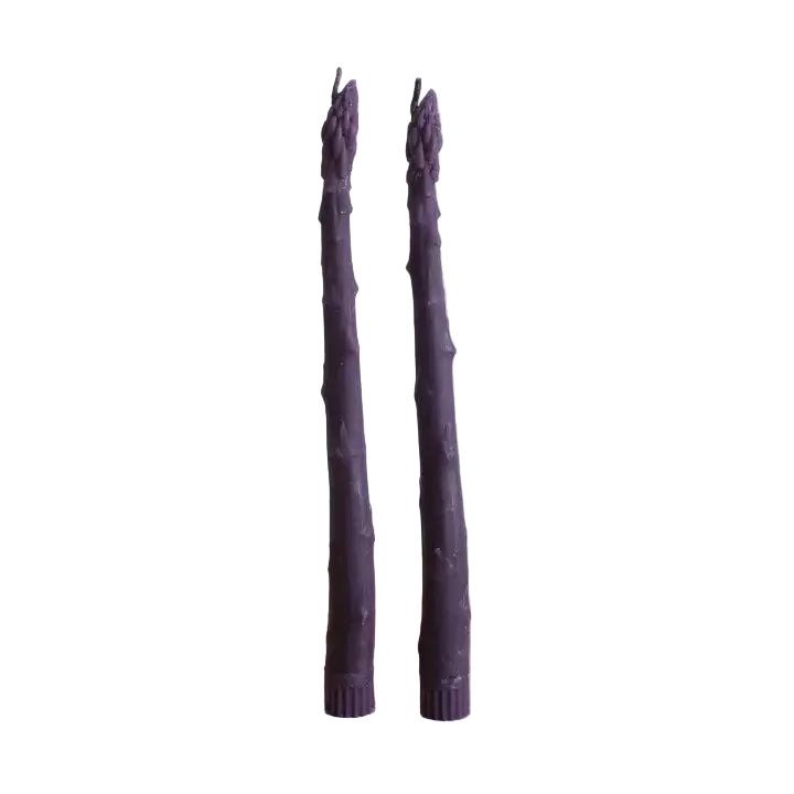 Asparagus Beeswax Candle Taper Pair, Purple