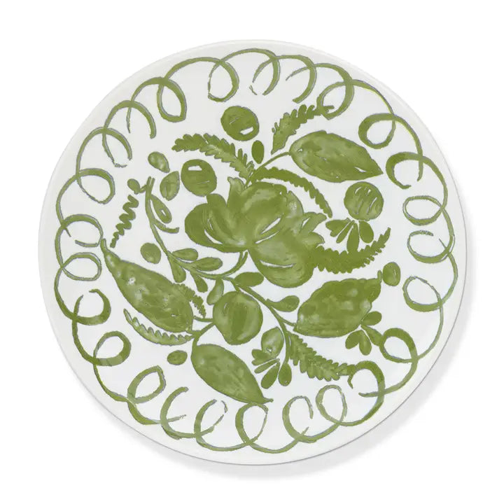 Amalfi Dessert Plate, White & Green