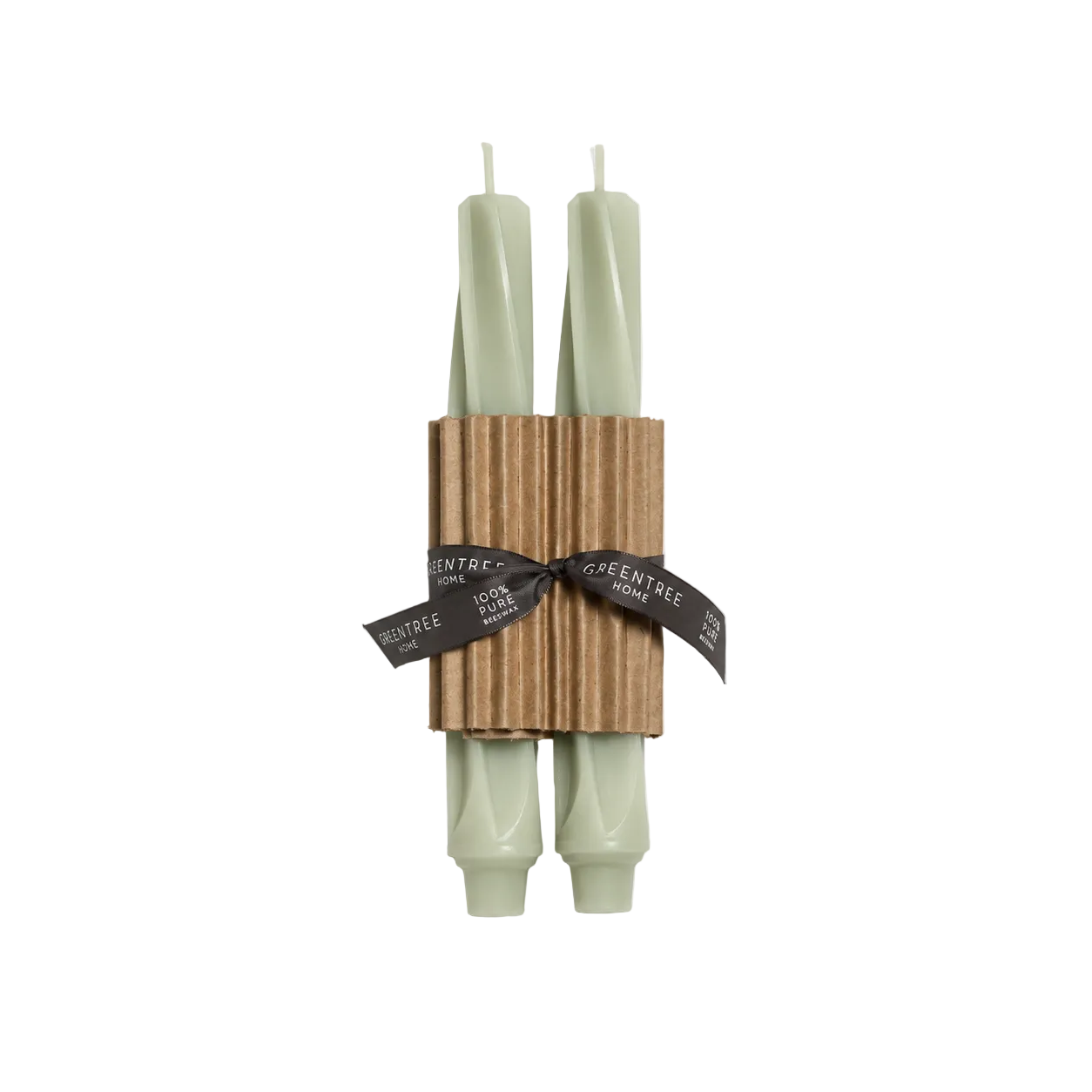 9" Celadon Twist Taper Candles, Pair