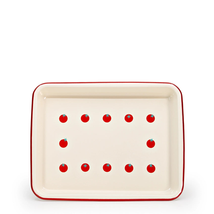 Dan Pelosi X CCH Tomato Small Rectangle Tray, Red Rim
