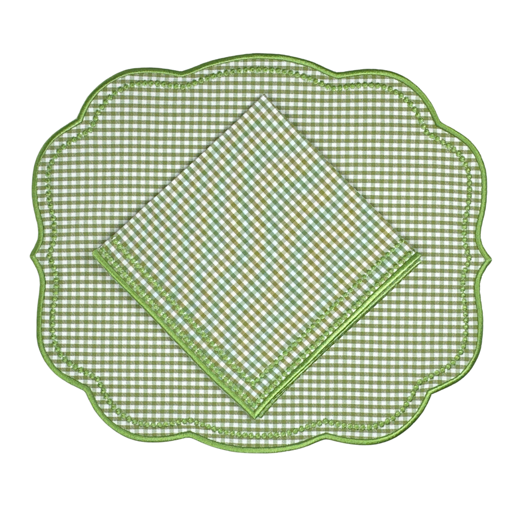 Charlotte Green Gingham Placemats, Set of 4