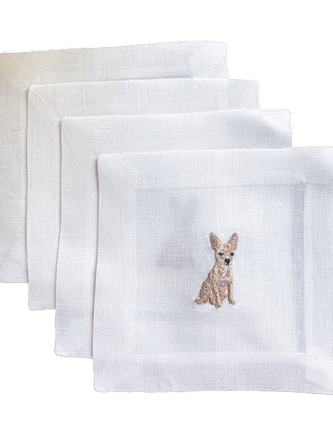 Chihuahua Embroidered Cocktail Napkins