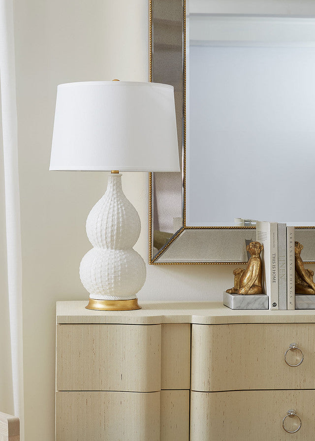 Charlotte Table Lamp, with Gold, Blanc de Chine