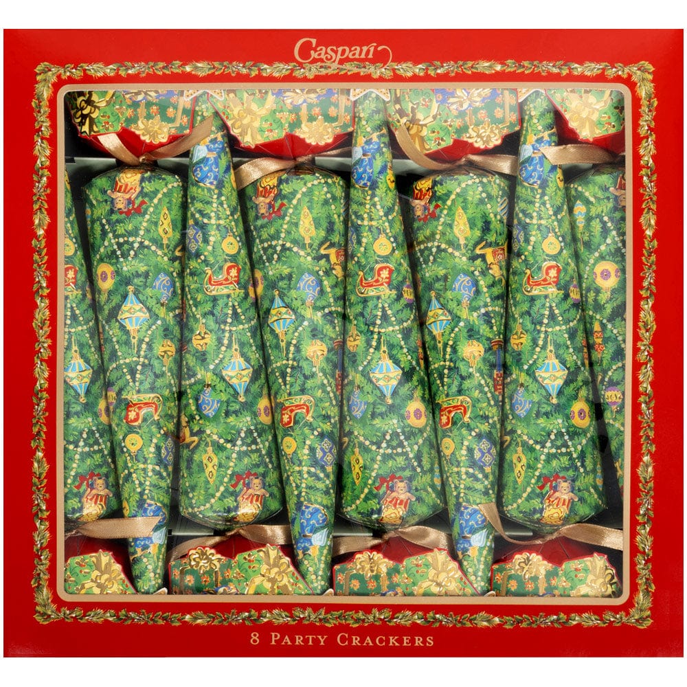 Caspari Christmas Tree Celebration Christmas Crackers, Box of 8