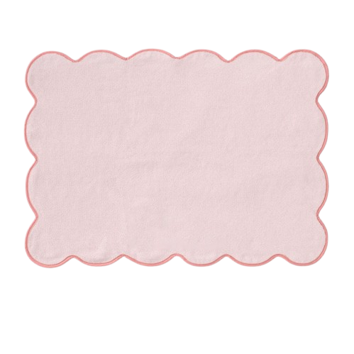 Weezie Scallop Bath Mat, Coral on Ballet Pink