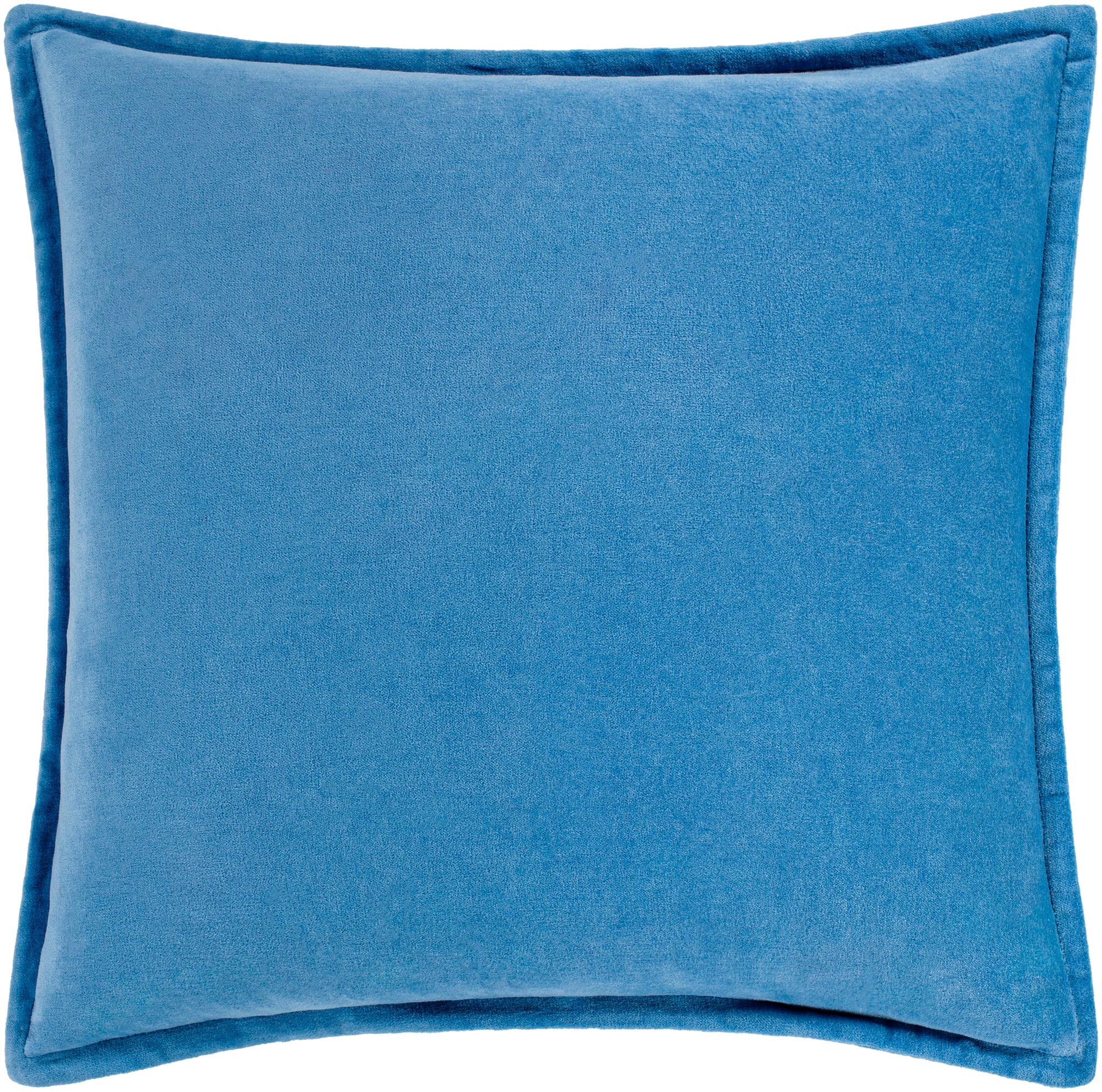 Classic Azure Cotton Velvet Pillow, Multiple Sizes