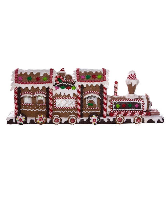 Festive Lighted Gingerbread Train