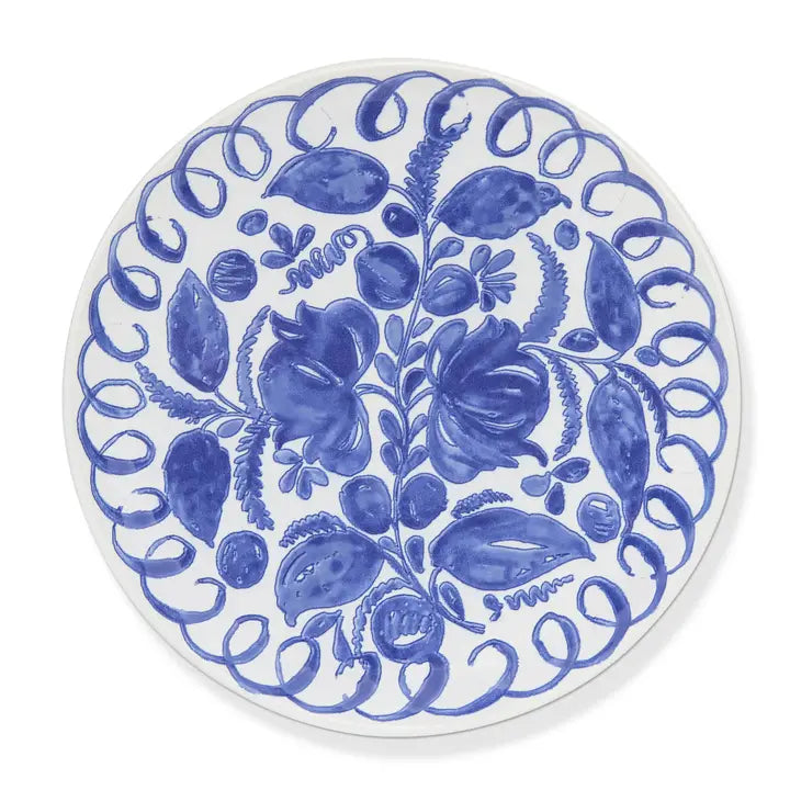 Amalfi Dinner Plate, White & Blue