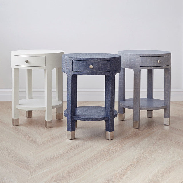 Dakota 1-Drawer Side Table, Washed Blue Steel