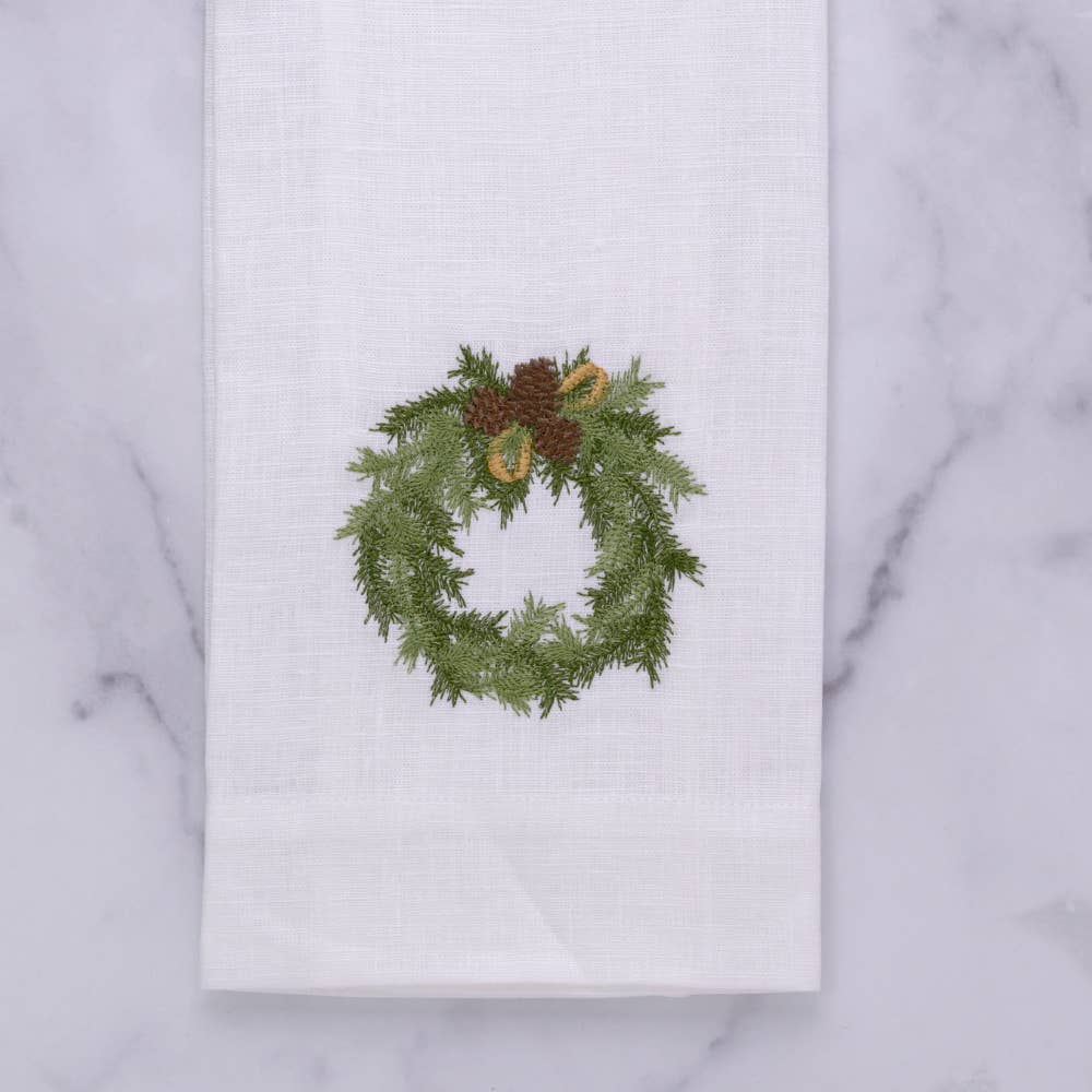 Juniper Wreath Linen Tea Towel
