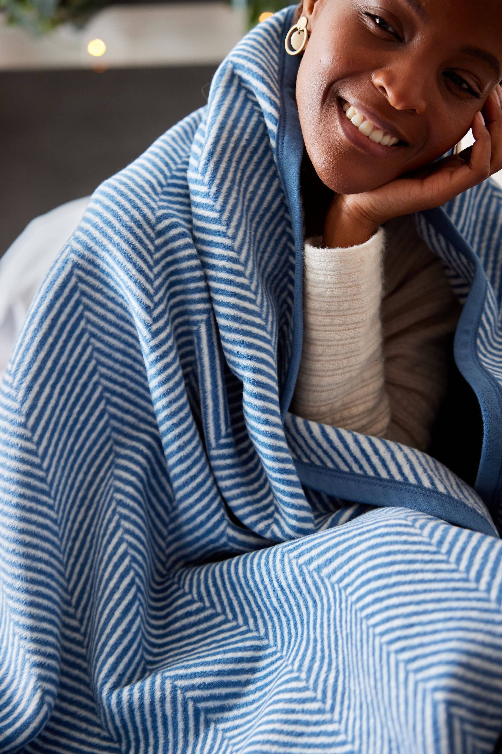 Harborview Herringbone Cornflower Blanket, Original