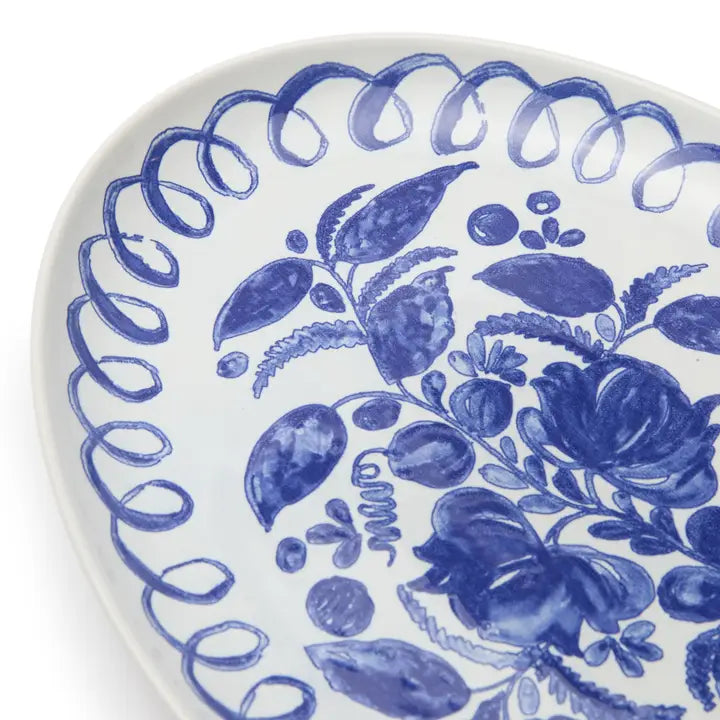 Amalfi Oval Tray, White & Blue