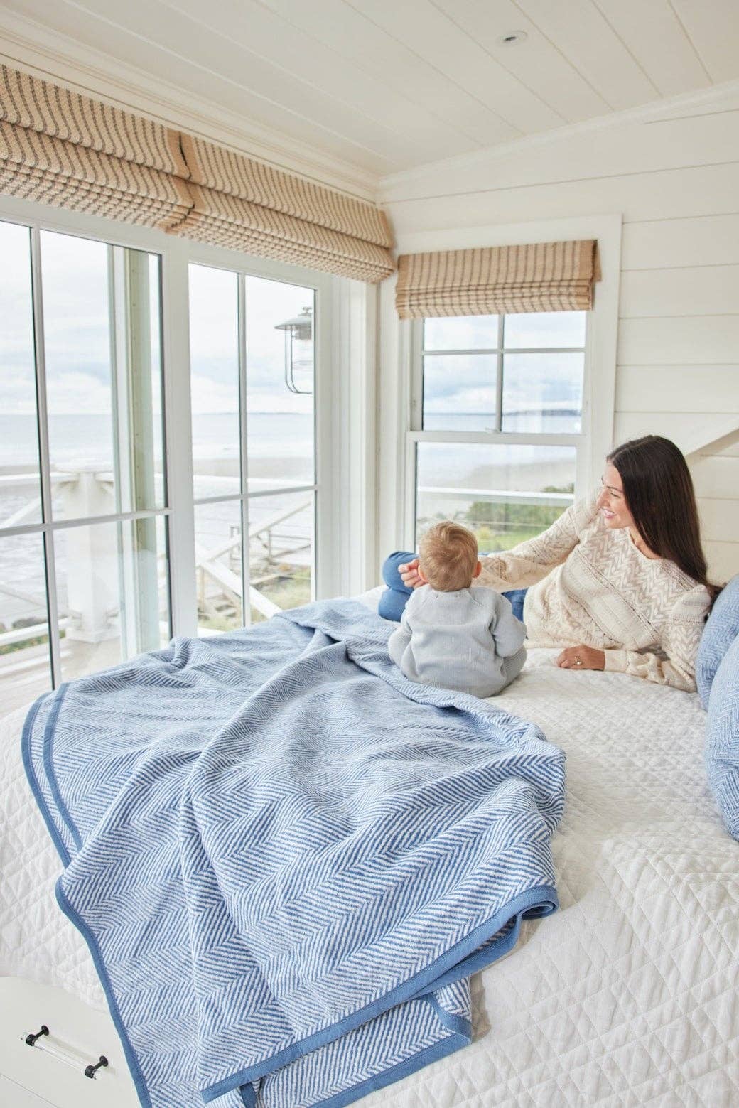 Harborview Herringbone Cornflower Blanket, Original