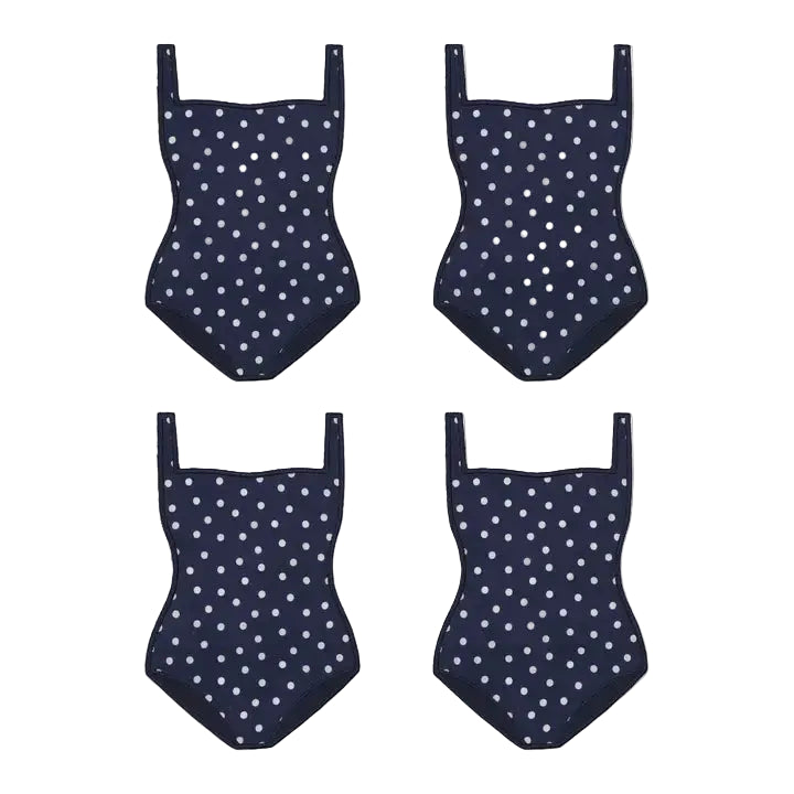Polka Dot Swimsuit Linen Cocktail Napkins, Set of 4