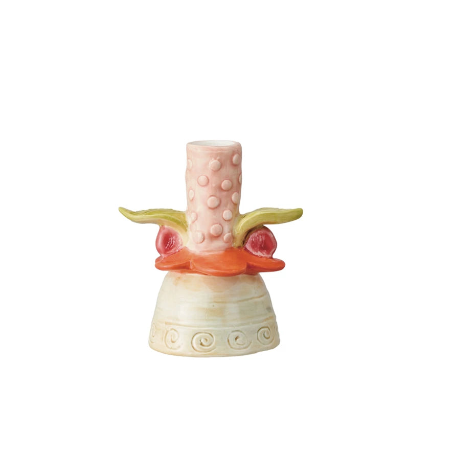 Whimsical Taper Candle Holder, Flower