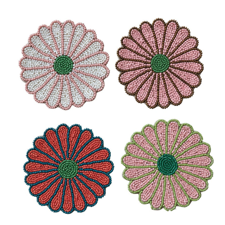 Fleurr Beaded Coasters, Set of 4