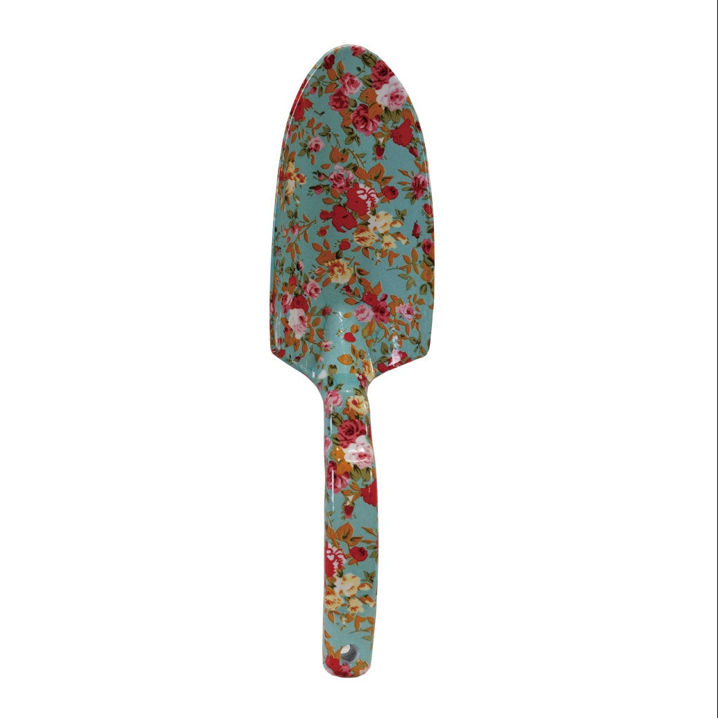 Aluminum Garden Spade with Floral Pattern, Light Teal