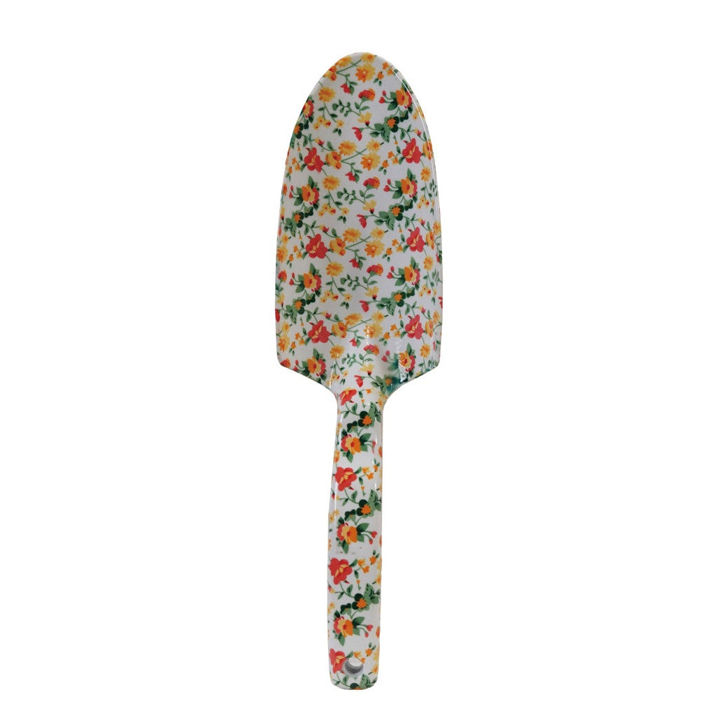 Aluminum Garden Spade with Floral Pattern, White