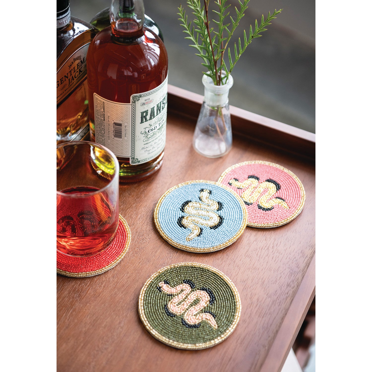 Hissy Beaded Coasters, Set of 4
