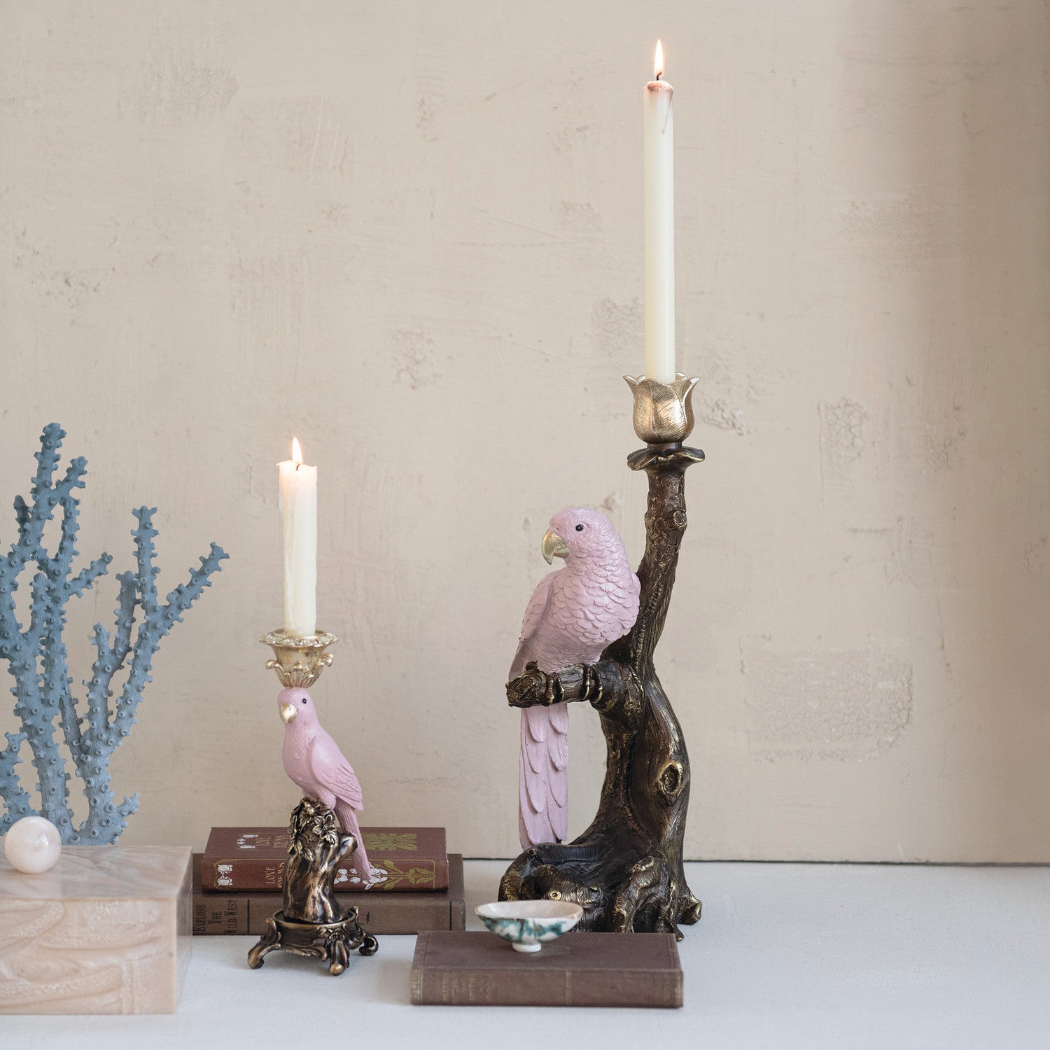 Glenda Perched Parrot Taper Holder