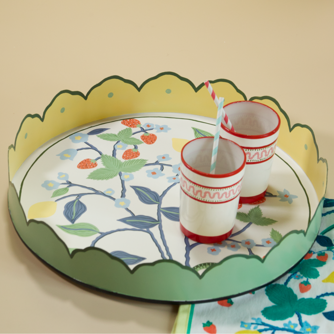 Madcap Cottage Strawberry Hill Hand-Painted Metal Tray