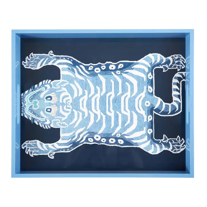 Tiger Rectangular Lacquer Tray – Marine