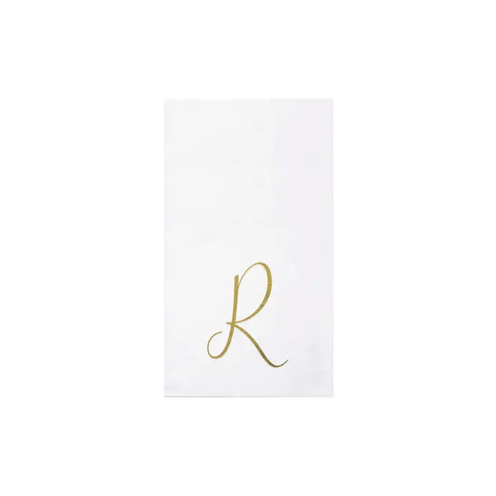 Vietri Papersoft Gold Monogram Guest Towel Napkins, R