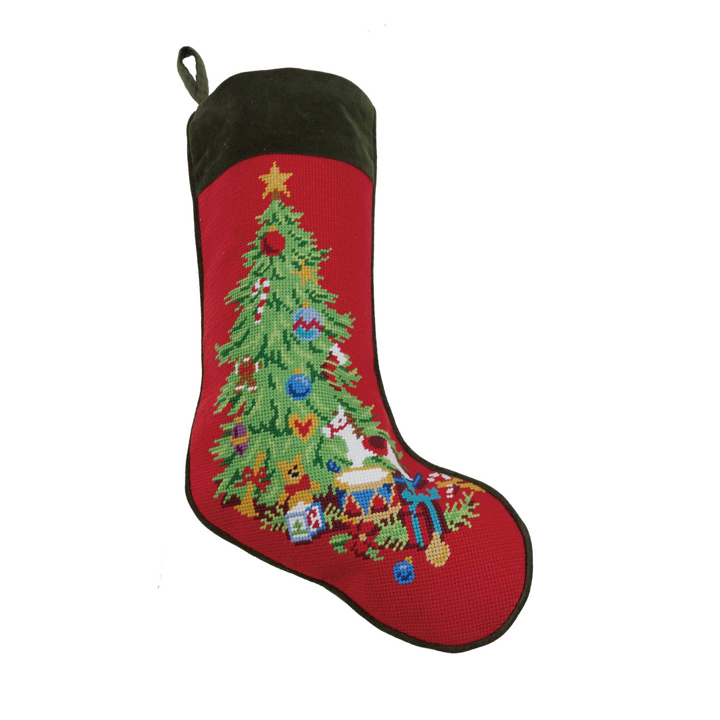 Tree Splendor Needlepoint Stocking