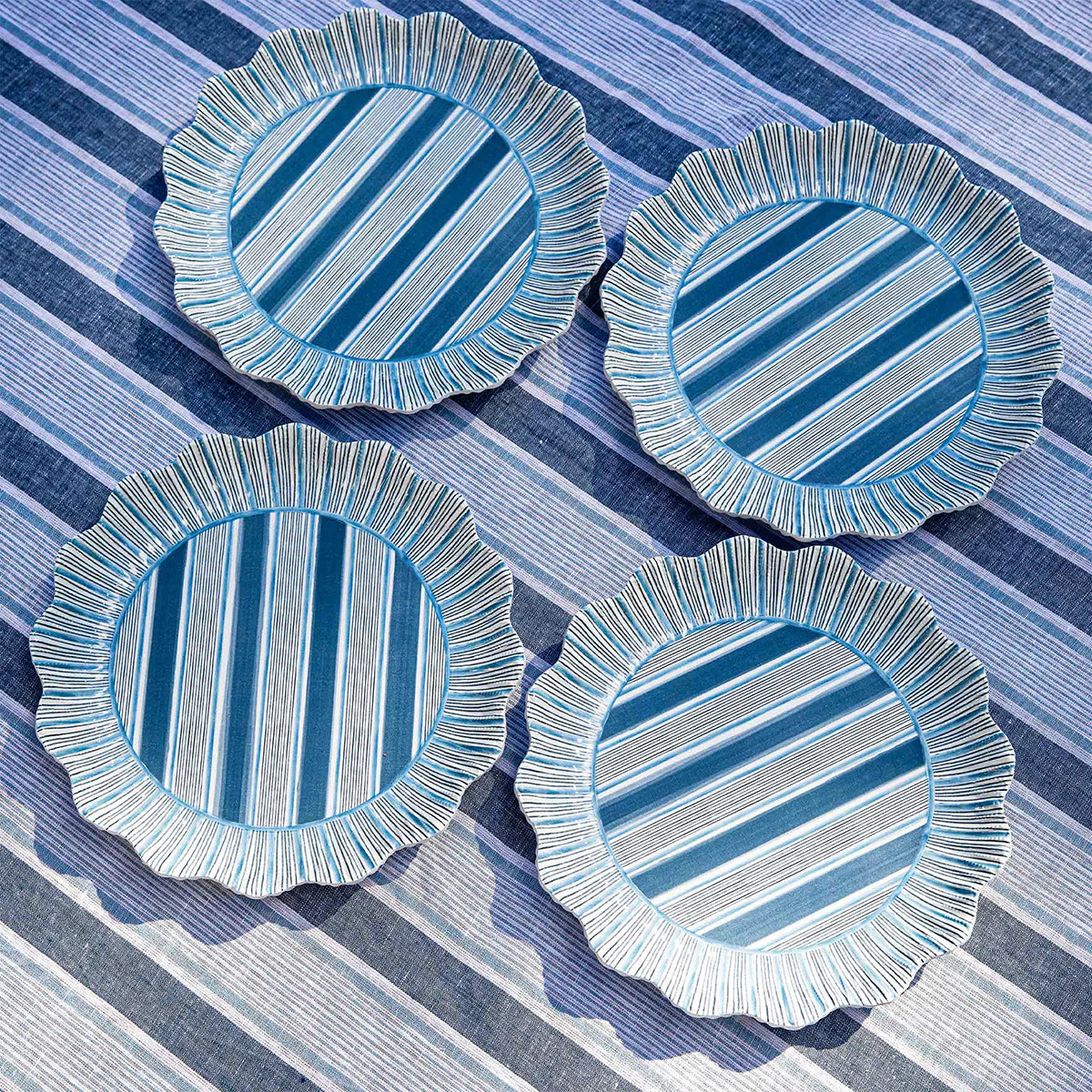Juliska Cabana Stripe Melamine Dinner Plate, Ocean