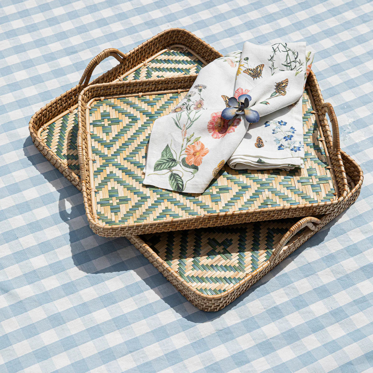 Juliska 21" Chambray Tray, Seville Blue