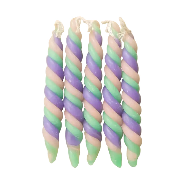 Thistle Blossom Twisted Beeswax Candles, Set of 5