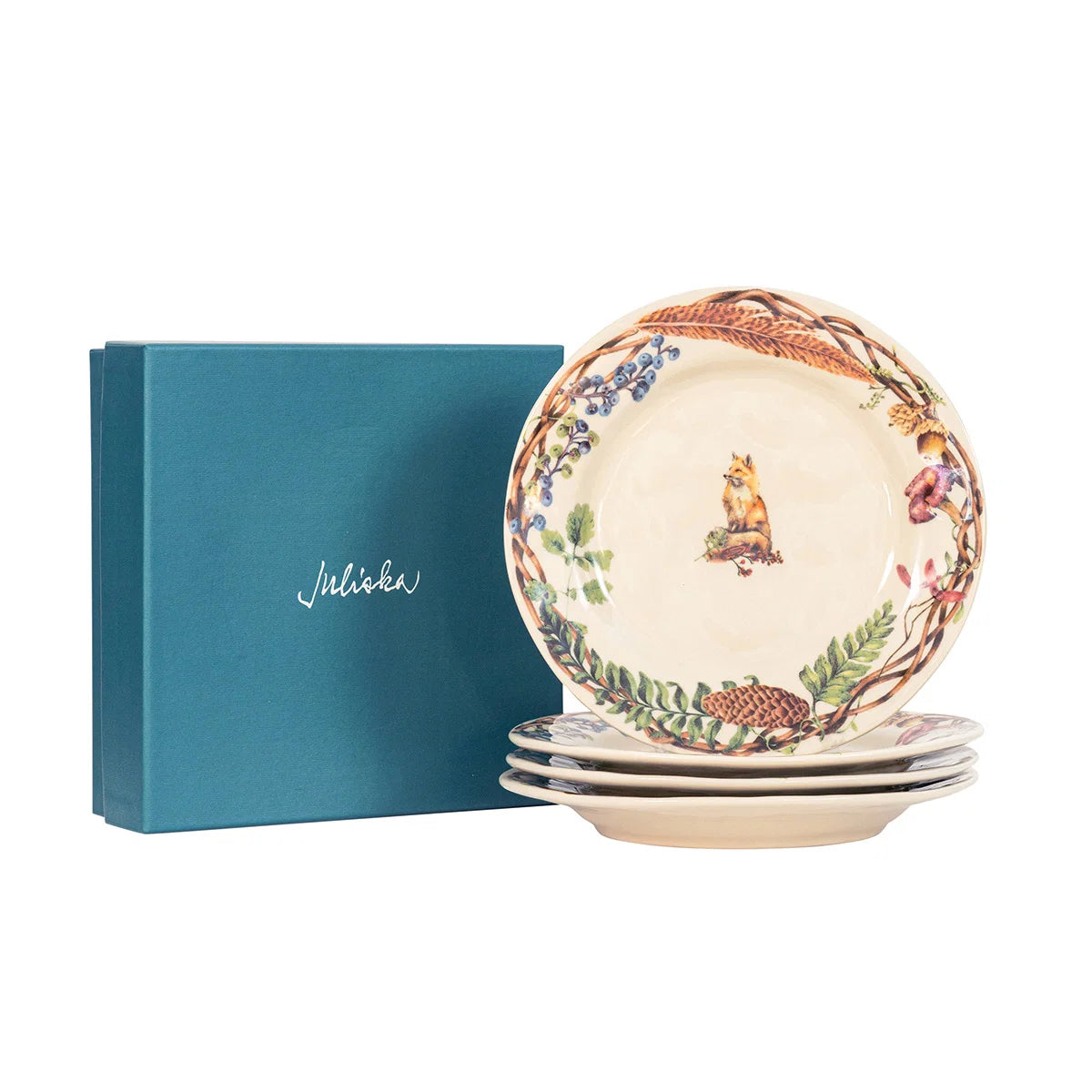 Juliska Forest Walk Animal Dessert/Salad Assorted Plates, Set of 4