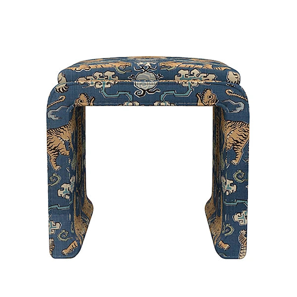 Worlds Away Edith Stool, Hudson Blue