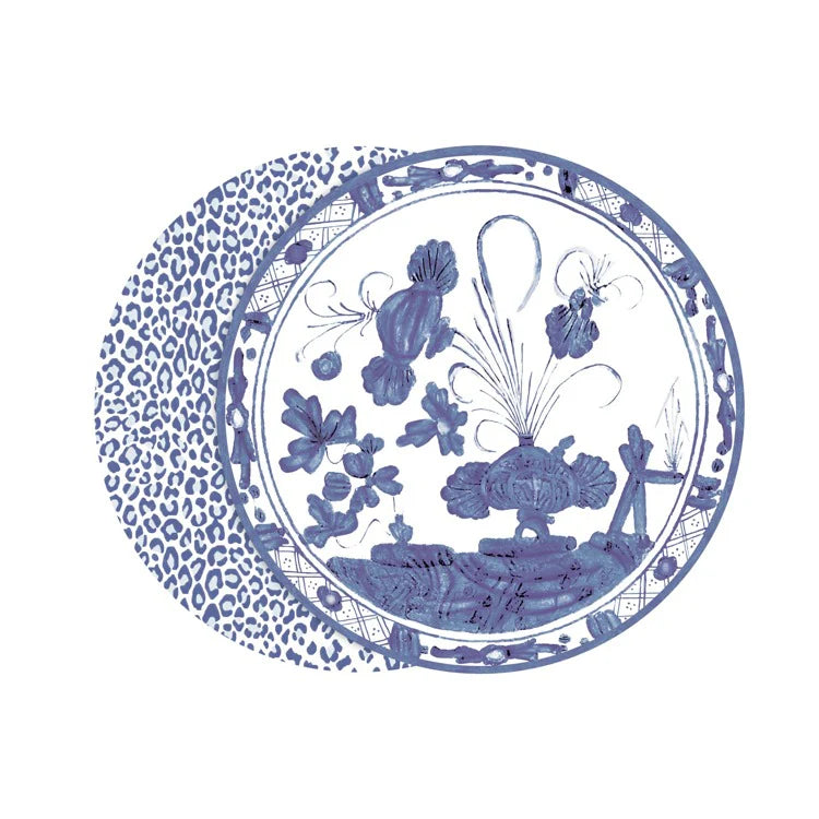 Beatriz Ball VidaFaenza & Leopard Reversible Placemats, White & Blue