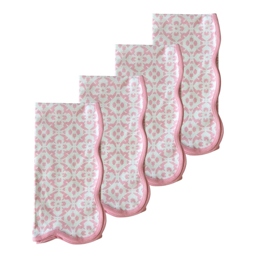 Porto Tiles Blush Scalloped Dinner Napkins, Set of 4
