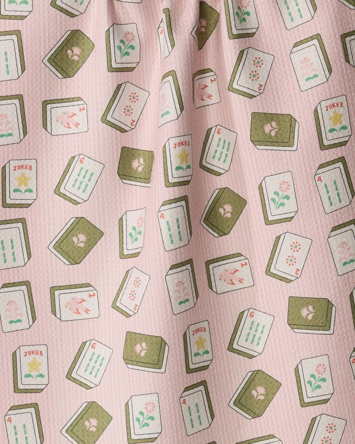 Flower Tiles Tea Towel, Pink