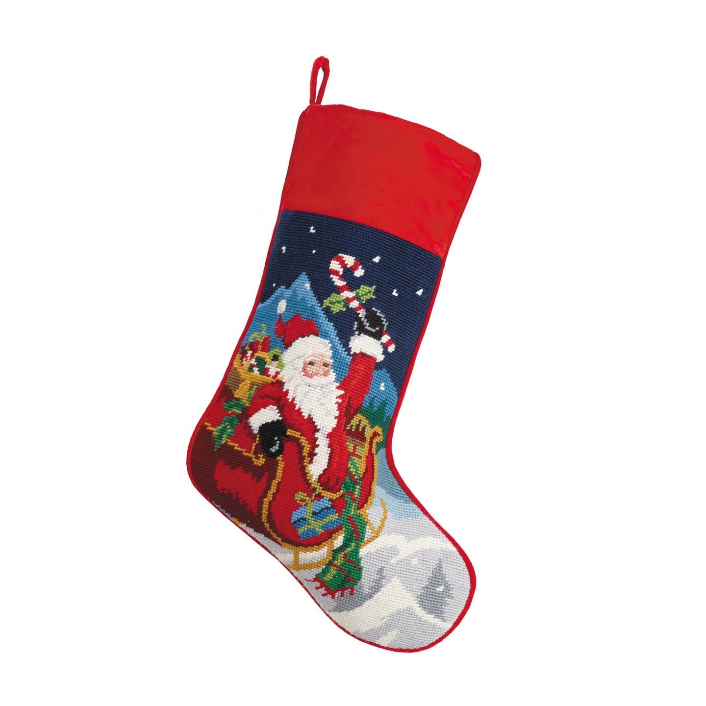 Sleigh Ride Needlepoint Stocking