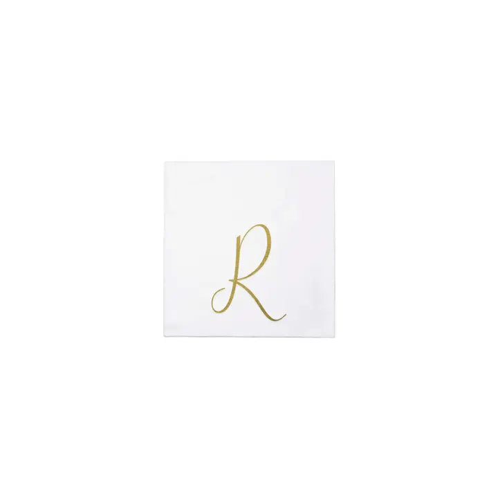 Vietri Papersoft Gold Monogram Cocktail Napkins, R