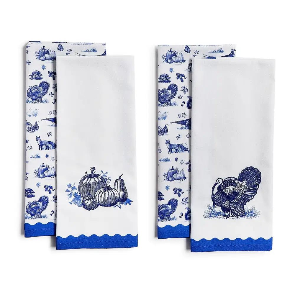 Pumpkin Patch Blue Toile Dish Towels, Set of 2