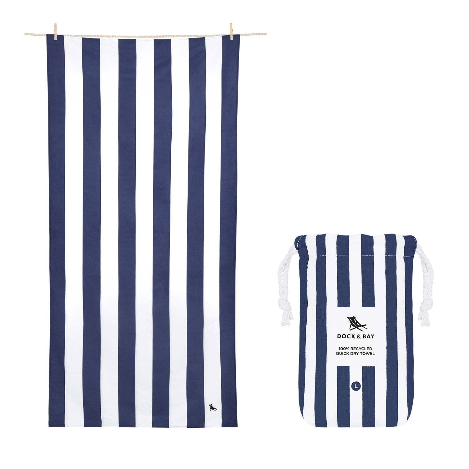 Dock & Bay Quick Dry Towels, Cabana Whitsunday Blue, Large